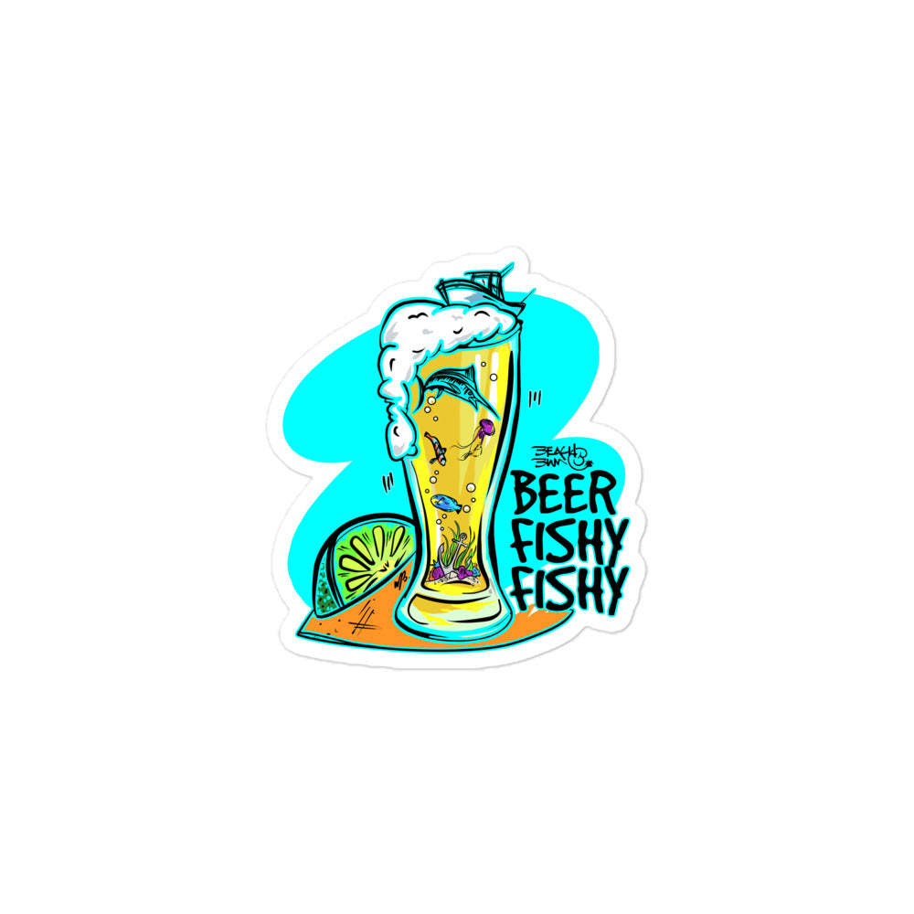 Official Beach Bum Bubble-free stickers- Beer Fishy Fishy