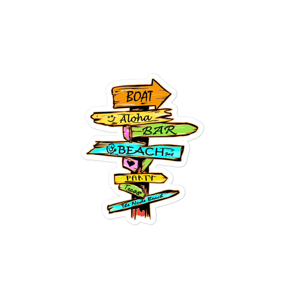 Official Beach Bum Bubble-free stickers- Which Way to the Beach