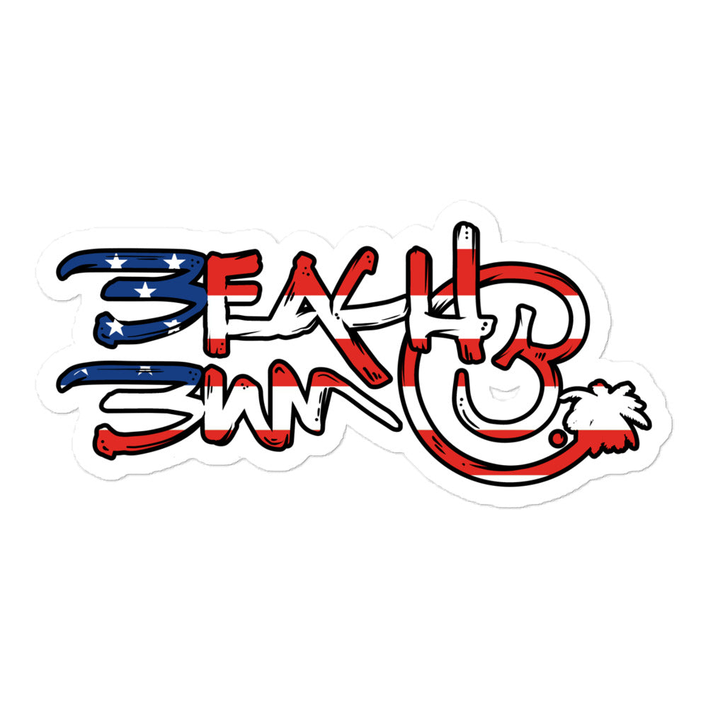 Official Beach Bum Bubble-free stickers- Compact Logo USA