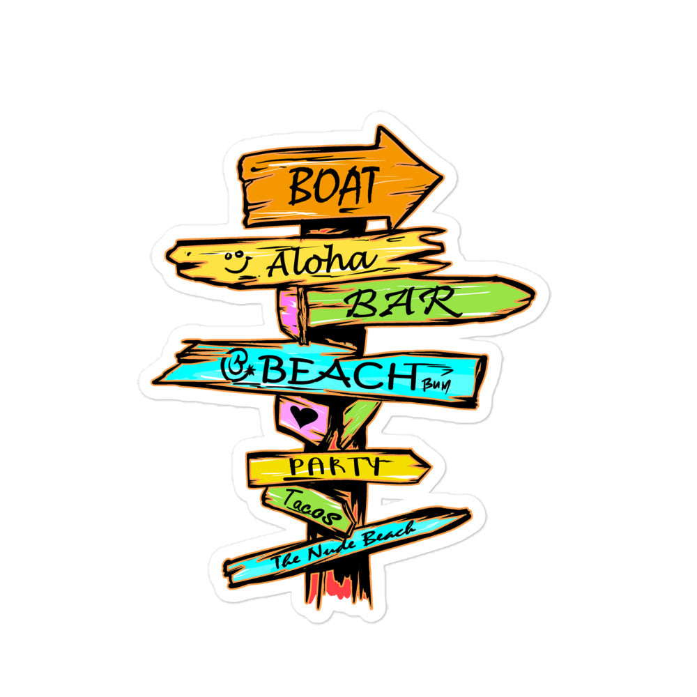 Official Beach Bum Bubble-free stickers- Which Way to the Beach