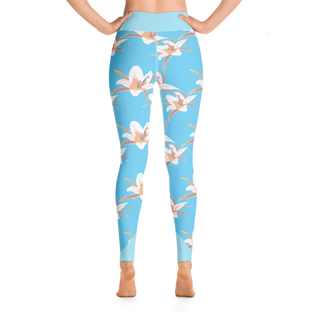 Official Beach Bum High Waist Yoga Leggings- Blue Lilly