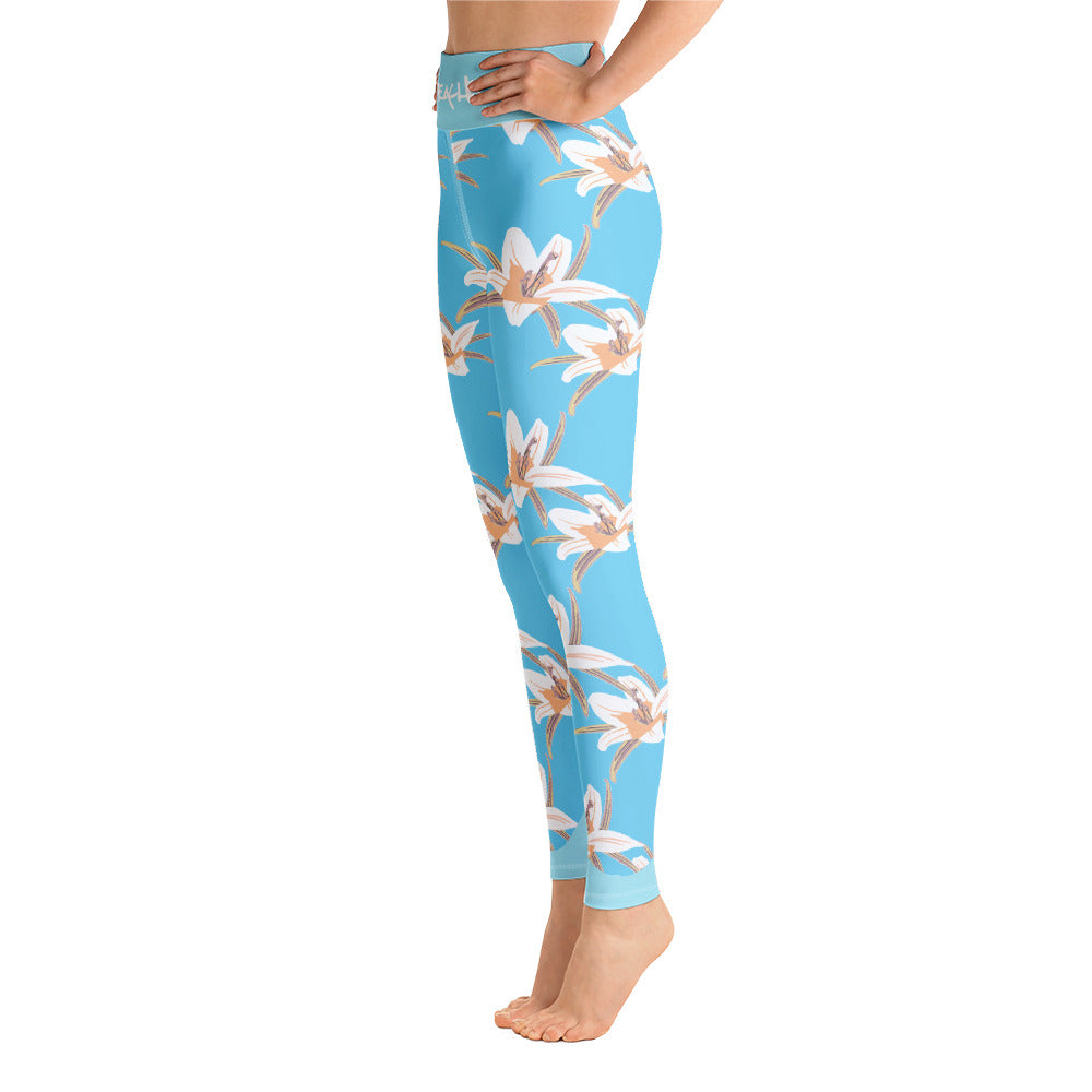 Official Beach Bum High Waist Yoga Leggings- Blue Lilly