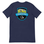 Official Beach Bum Short-Sleeve Unisex T-Shirt- Surf • Beach • Fish Shield (Art on Back)