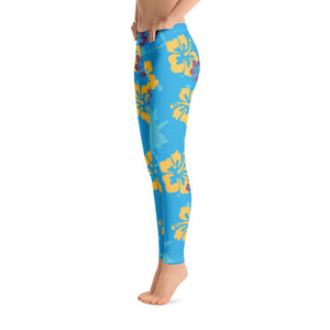 Official Beach Bum Leggings- Blue Hibiscus