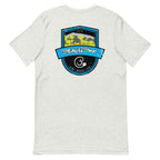 Official Beach Bum Short-Sleeve Unisex T-Shirt- Surf • Beach • Fish Shield (Art on Back)