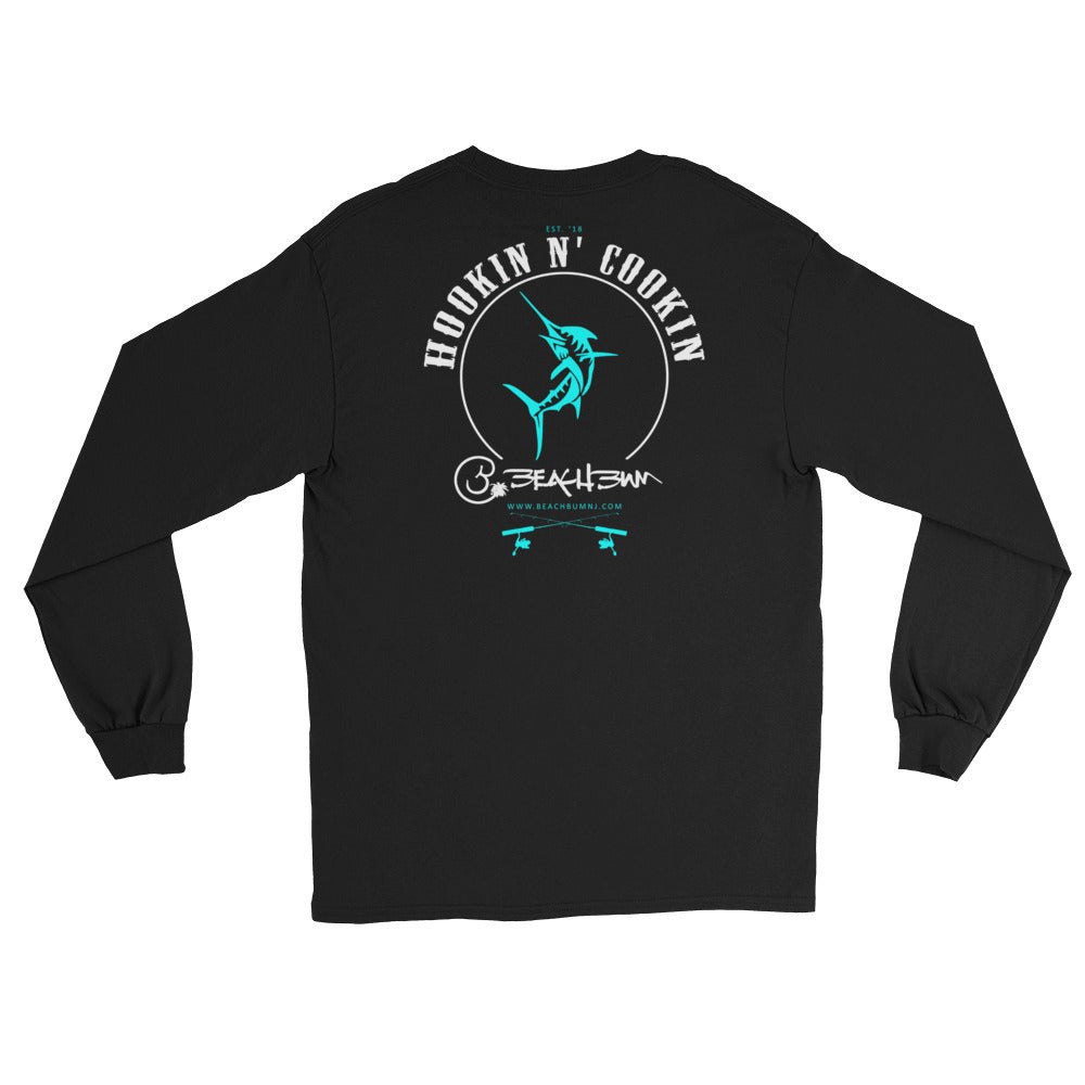 Official Beach Bum Long Sleeve T-Shirt- Hookin N' Cookin (Art on Back)