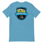 Official Beach Bum Short-Sleeve Unisex T-Shirt- Surf • Beach • Fish Shield (Art on Back)