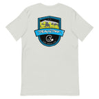 Official Beach Bum Short-Sleeve Unisex T-Shirt- Surf • Beach • Fish Shield (Art on Back)