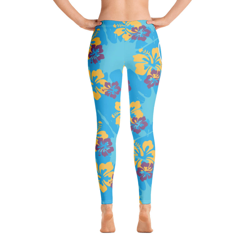 Official Beach Bum Leggings- Blue Hibiscus