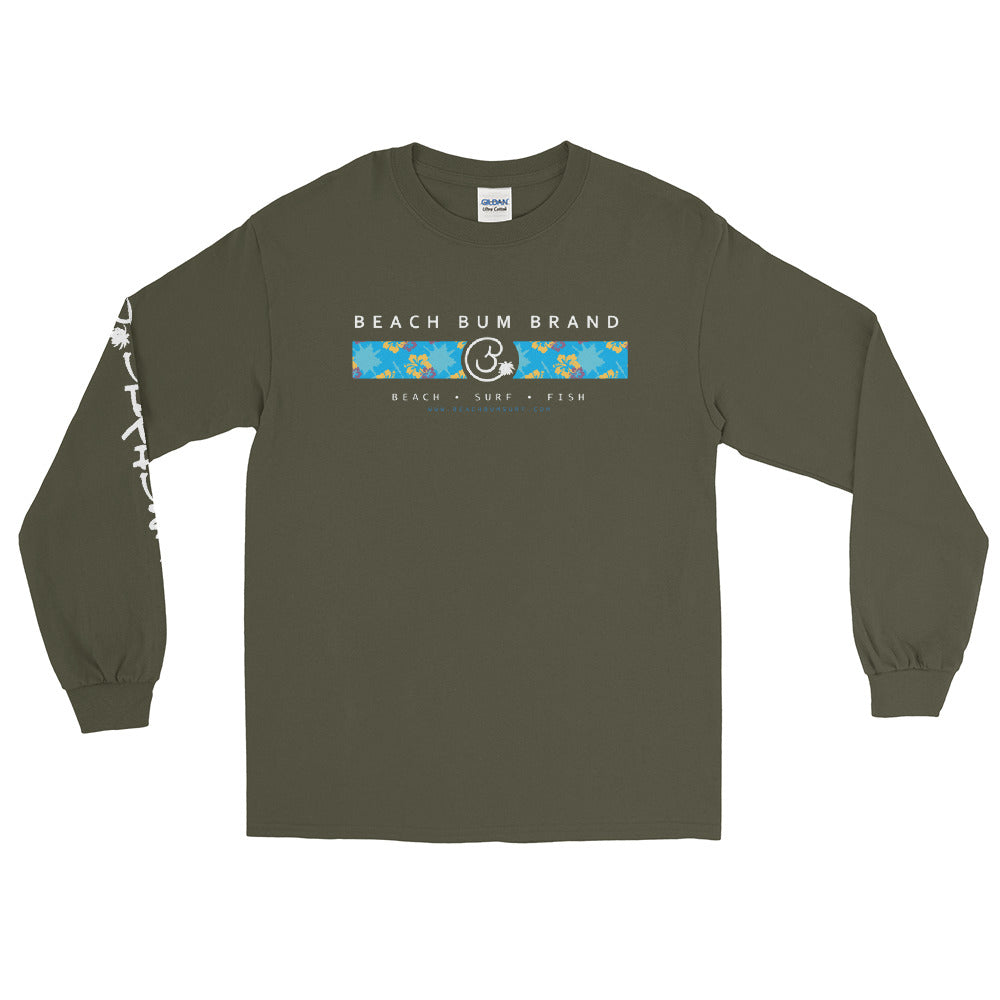Official Beach Bum Long Sleeve T-Shirt- Blue Hibiscus