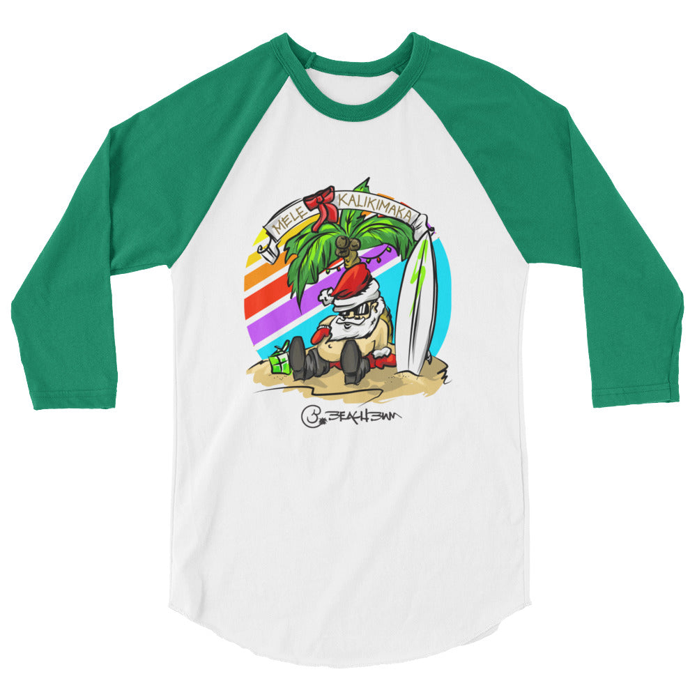 Official Beach Bum 3/4 sleeve raglan shirt- Mele Kalikimaka