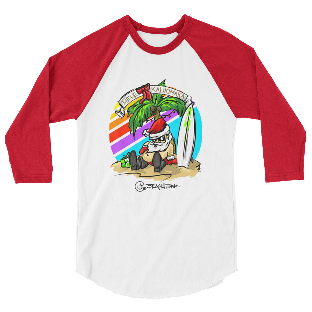 Official Beach Bum 3/4 sleeve raglan shirt- Mele Kalikimaka