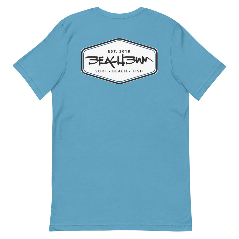 Official Beach Bum Short-Sleeve Unisex T-Shirt- The Beach Badge (Art on Back)