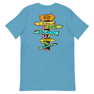 Official Beach Bum Short-Sleeve Unisex T-Shirt- Which Way to the Beach (Art on Back)