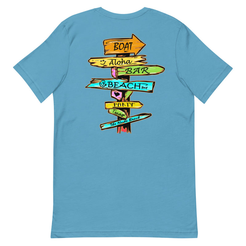 Official Beach Bum Short-Sleeve Unisex T-Shirt- Which Way to the Beach (Art on Back)