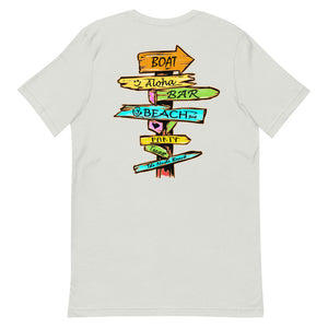 Official Beach Bum Short-Sleeve Unisex T-Shirt- Which Way to the Beach (Art on Back)