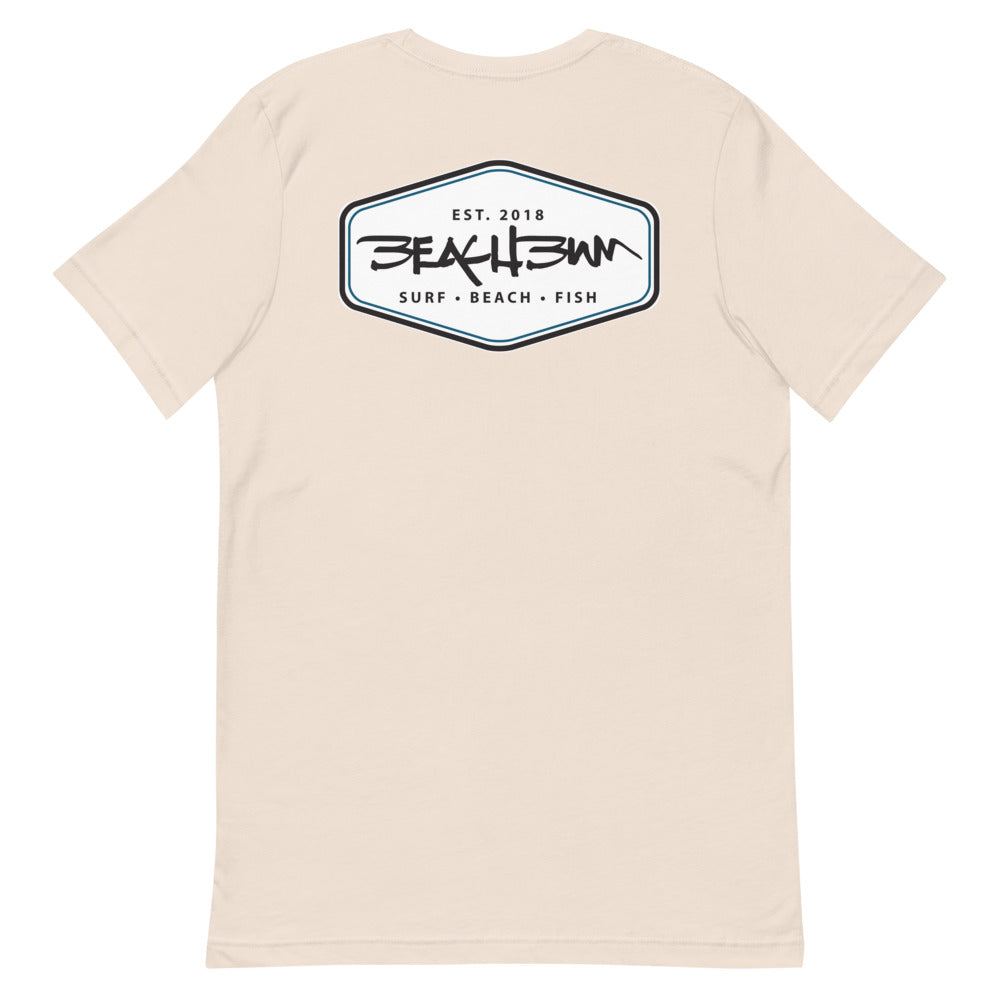 Official Beach Bum Short-Sleeve Unisex T-Shirt- The Beach Badge (Art on Back)