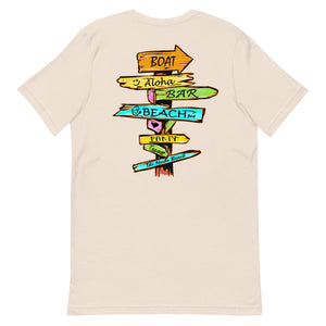 Official Beach Bum Short-Sleeve Unisex T-Shirt- Which Way to the Beach (Art on Back)