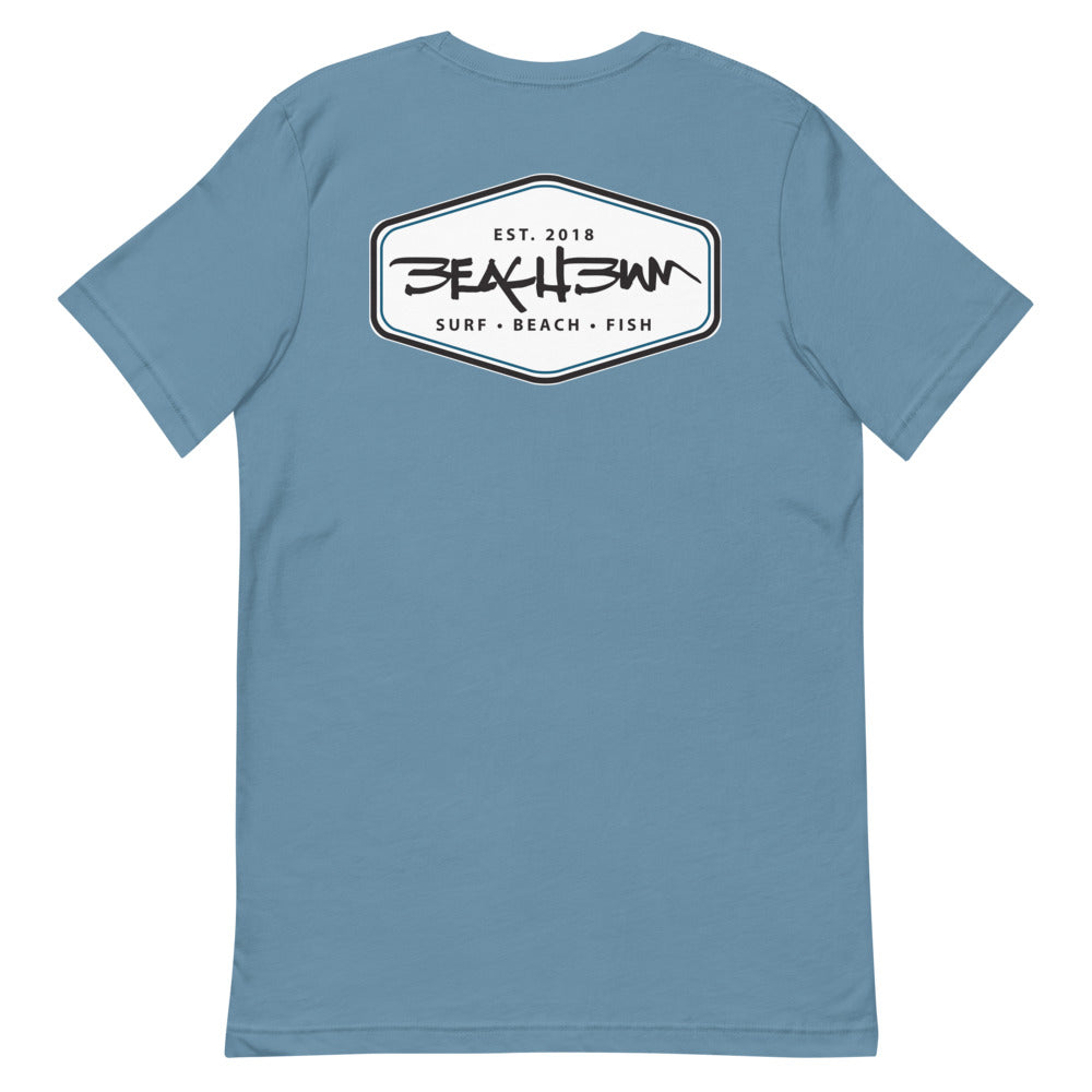 Official Beach Bum Short-Sleeve Unisex T-Shirt- The Beach Badge (Art on Back)