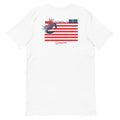 Official Beach Bum Short-Sleeve Unisex T-Shirt- Red, White, and Blue Crab (Art on Back)